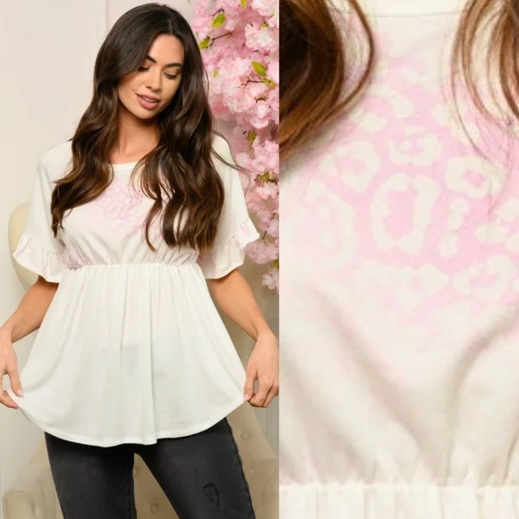 Flutter sleeve Animal Print blouse - Picture 3 of 6